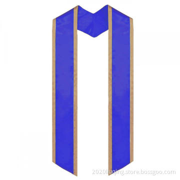 Adult Graduation Stole Slanted Ends In Royal Blue With Old Gold Trim